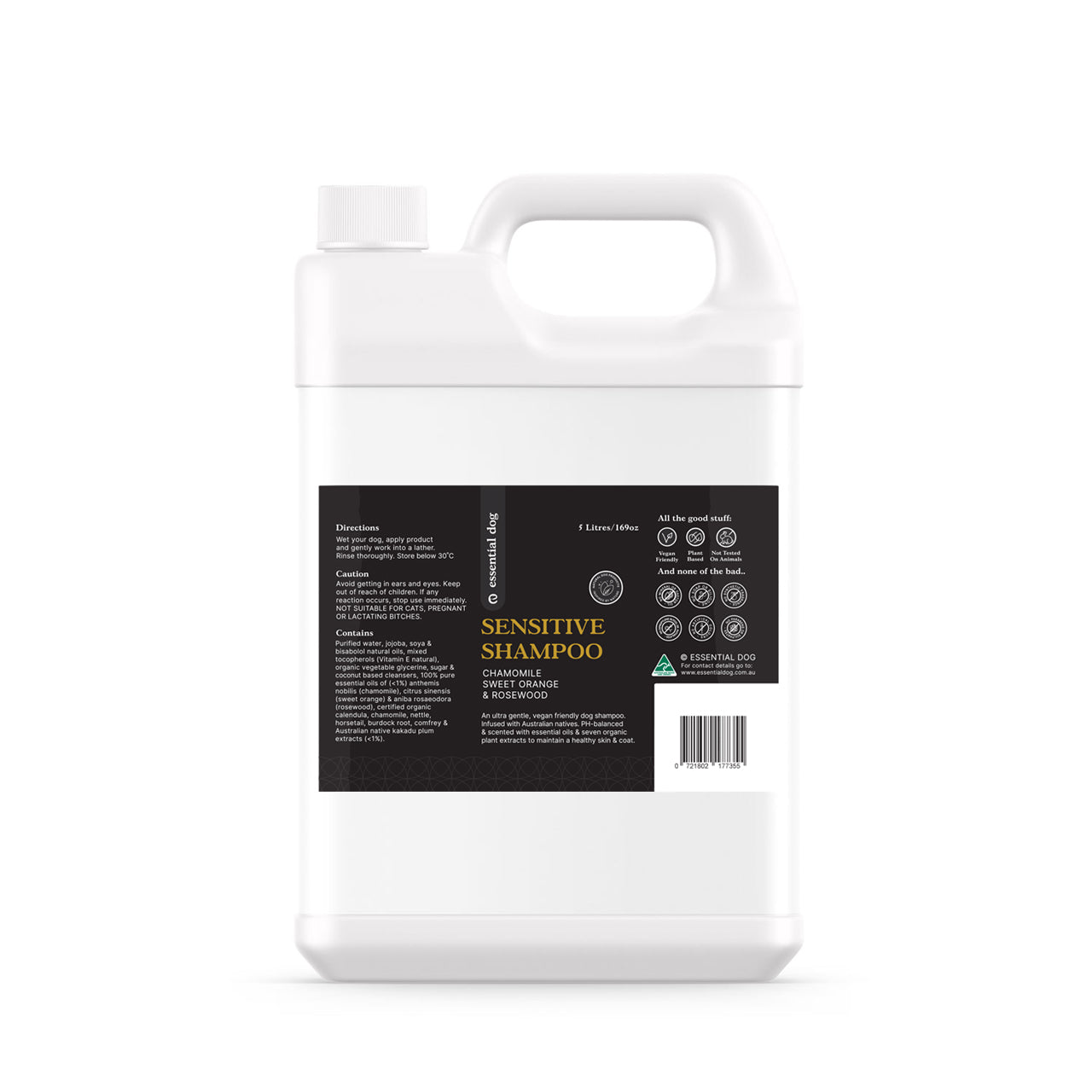 Toxin-Free Sensitive Dog Shampoo – 5L Bulk Size